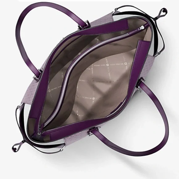 MICHAEL KORS Voyager Large Color-Block Signature Logo Shoulder Tote
Dark Purple - Picture 5 of 16